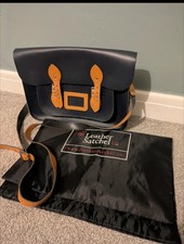 Navy Tan The leather satchel Company 14 inch