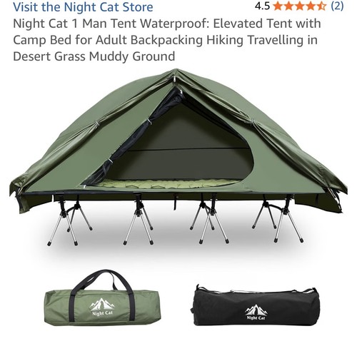 Night cat man tent - night,