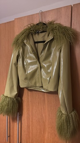 Faux fur leather jacket - leather,