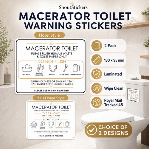 Macerator toilet warning - macerator,