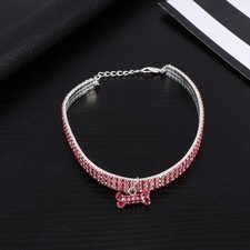  Mini Bone Shape Pendant Shining Rhinestone Pet Ring Dog Collar Luxury Pet