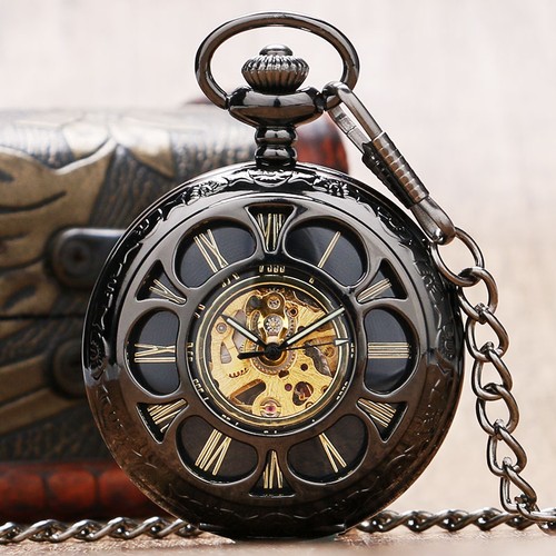 Floral skeleton pocket watch - pocket,