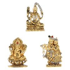 Golden hindu idol car - golden,