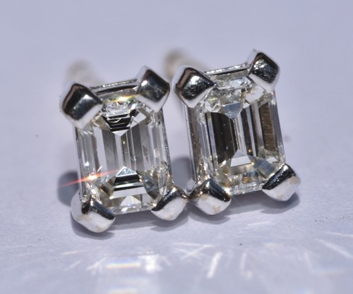 Emerald cut diamond stud - emerald-cut,