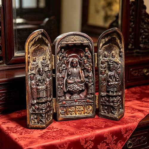 Antique design buddha shrine - antique,