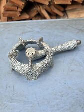 Vintage French Blue Mottled Enamel Camping Single Gas Ring Burner Stove