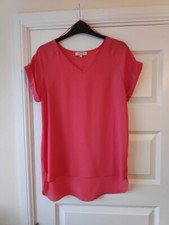 Matalan Ladies Papaya Coral Pink Viscose Lightweight Top Blouse Uk8 Eur36