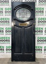 1930s WOODEN FRONT DOOR LEADED