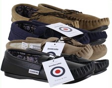 Mens Lambretta British Hand Made Lined Moccasin Leather Slippers Sizes 6 to 13