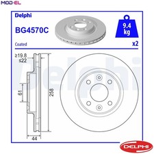 2x BRAKE DISC BG4570C FOR