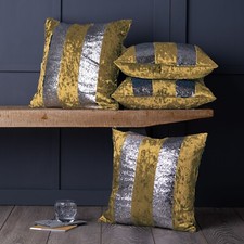 Set of 4 Silver Glitter Stripe Crushed Velvet Cushion Covers 18" or Large 22" 