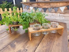 Handmade from reclaimed wood and recycled glass windowsill herb planter