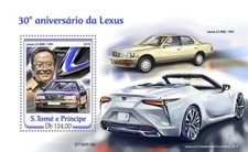 1989 LEXUS LS 400 Luxury Car & LC Convertible Stamp Sheet (2019 Sao Tome)