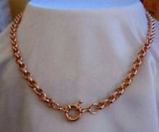 9ct 9k Rose Gold Plated  Rolled Gold Belcher Chain Necklace. L =22” Gift,1045 Uk