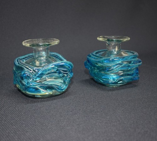 Mdina glass candlesticks - mdina,