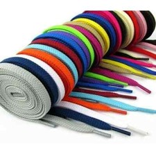 Flat Coloured Shoe Laces Pair Boot Ties Short Long Kids Adult Trainer 8mm Wide