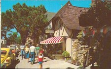 Carmel Ocean Avenue Postcard. USA California Vintage 70s Old Monterey Shops