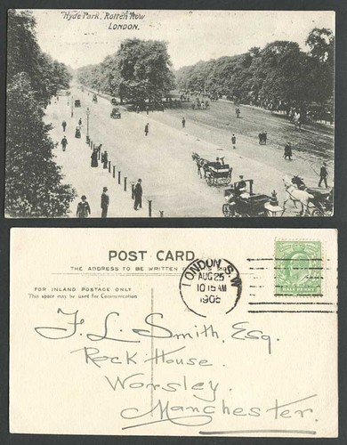 London 1905 old postcard hyde - old,
