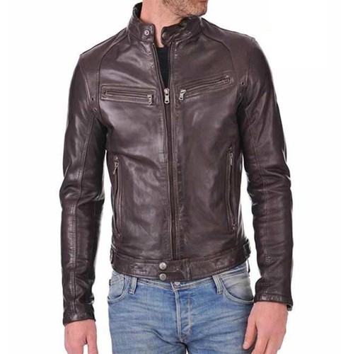 Men brown leather - brown, cafe