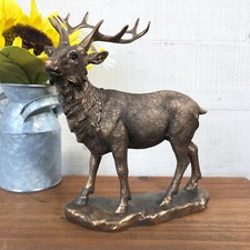 Vintage Bronze Effect Resin Stag Deer Reindeer Sculpture Figurine Ornament Small