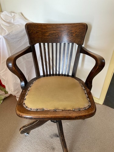 Antique edwardian oak swivel - antique,