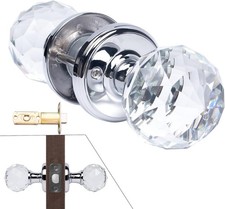 CWOVRS Crystal Door Handle (1 Pair), Solid Crystal Door Knob 60mm Court Style C