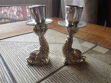 SALE!! Vintage pair Silver Plated  F. Abela & Sons Dolphin Koi Fish Candlesticks
