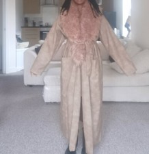 Pretty Little Thing Brown Faux Shaggy Fur Distressed Faux Leather  Coat size 8