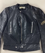 Vintage Faux Leather Biker Jacket Cafe Racer Jacket Black Size 42