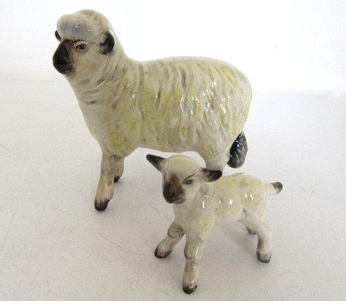 Vintage ceramic sheep and lamb - sheep,