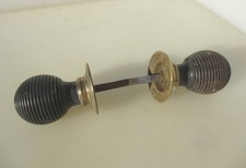 Victorian Wooden Door Knobs Handles Brass Plates Antique Wood Beehive - PROJECT
