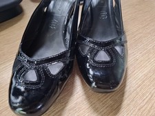 Black M and S Footglove Dress Shoes.  Low Heel.  Size 5 And A Half Wide Fit