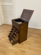 Antique Wooden Craft / Sewing Table With Storage, 5 Drawers & Sewing Contents