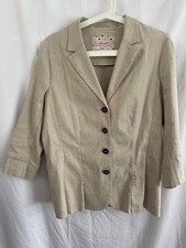 Marks & Spencer Per Una Ladies Jacket Beige Size 16 Linen Blend Lined Never Worn
