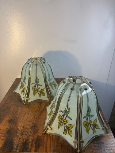 Vintage glass lamp shades - vintage,