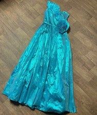 Vintage Dress | 1970s Vintage John Charles Aqua Shimmer Gown Size 8/10 Unique