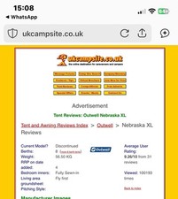 Tent Outwell Nebraska XL 8 berth Tent with Carpet collect Milton Keynes 