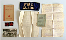 WW2 AFS DOCUMENTS -LETTERS FIRE GUARDS HANDBOOK DEFENCE REGS PHOTO, ARMBAND ETC