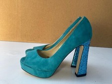 CASANDRA Women's Blue Faux Suede Court Heels Shoes UK Size (5) EUR (38) D145