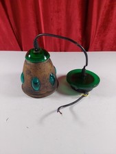 Vintage French Light Fitting With Copper And Green Glass