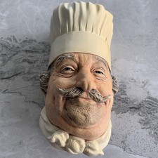 Vintage Wall Hanging Bossons Chalkware Head Chef Cook 1969 Character Kitch Retro