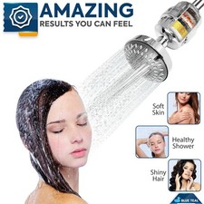 Blue Teal Vitamin C Shower Head with Filter _High Pressure, 15-Stage Water Softe