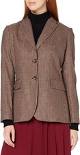 Gant Wool Blazer Women's UK 18 D2 Heritage Checked Blazer Regular Fit Brown EU46