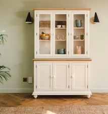 Shire White Display Cabinet 3 Glass Door Dresser Large Sideboard and Hutch