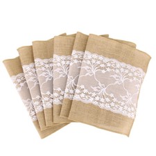 TtS 30x275cm Burlap Hessian Lace Table Runners Vintage Rustic Dining Decoration