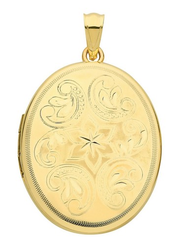Yellow gold oval locket - yellow,