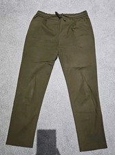 Khaki Green Elasticated Waistband Trousers, Zara, Size M Medium Pleated Leg
