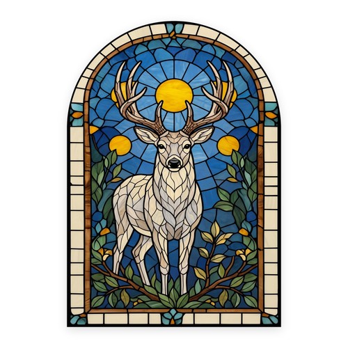 Stag deer arch stained glass - stag,