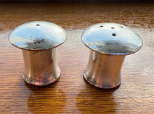 Vintage Silver-Coloured Mushroom Salt & Pepper Shakers Mid-Century Collectable