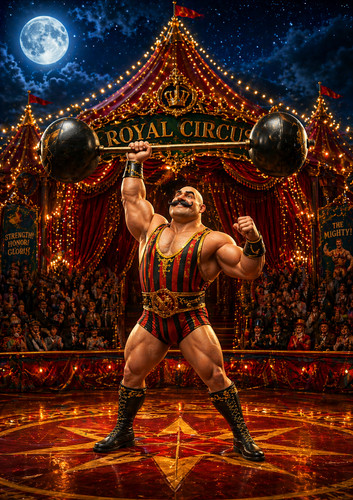 Circus strongman wall print - circus,